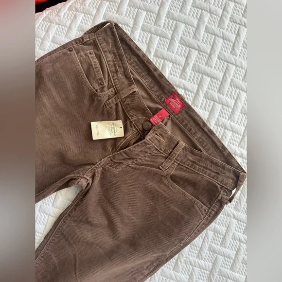 NWT Vtg RED TAG Abercrombie & Fitch Corduroy Flare Pants Y2K Deadstock Brown 2 - Picture 3 of 13
